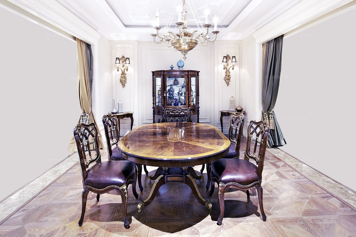 高端客廳家具雕花銅飾長餐臺(tái)