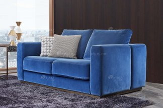 高端會所別墅大宅家具品牌后現代輕奢風格客廳時尚舒適藍色布藝二位沙發